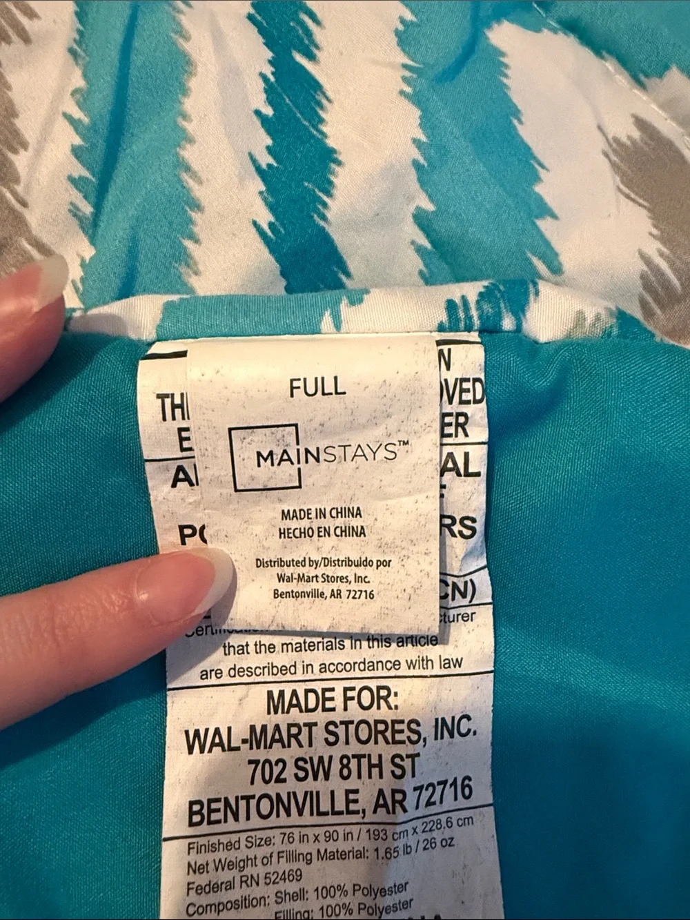 Mainstays Chevron Comforter and Pillow Shams in Teal, Gray, White